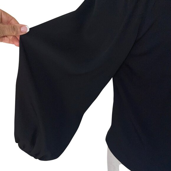 Diane Von Furstenburg Womens Top Size 4 Black V Neck Long Sleeve Casual - Picture 4 of 16